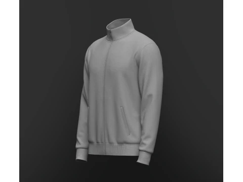 Full Zip Stand Collar Jacket 3D Model