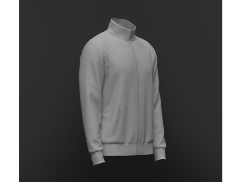 Full Zip Stand Collar Jacket 3D Model