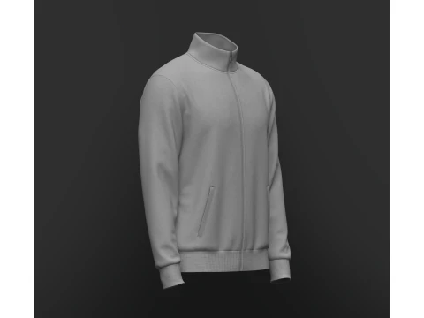 Full Zip Stand Collar Jacket 3D Model