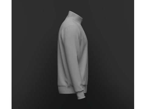 Full Zip Stand Collar Jacket 3D Model