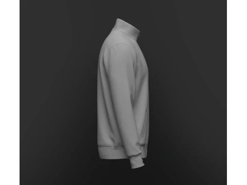 Full Zip Stand Collar Jacket 3D Model