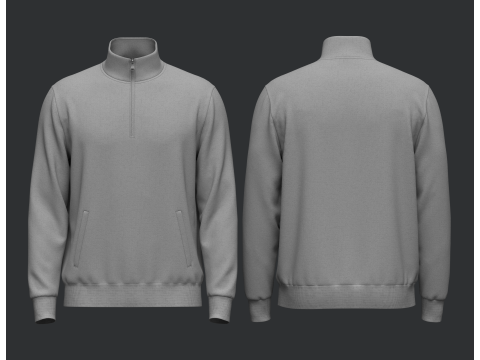 Quarter Zip Stand Collar Jacket 3D Модель
