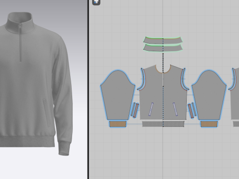 Quarter Zip Stand Collar Jacket 3Dモデル
