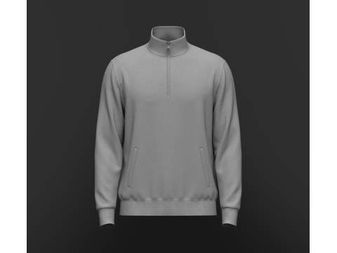 Quarter Zip Stand Collar Jacket 3Dモデル