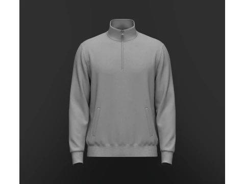 쿼터 지퍼 스탠드 칼라 재킷 3D 모델