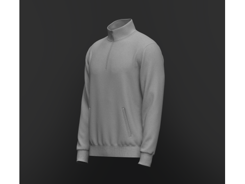 Quarter Zip Stand Collar Jacket 3Dモデル