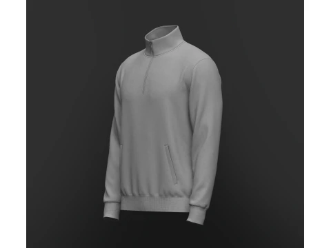 쿼터 지퍼 스탠드 칼라 재킷 3D 모델