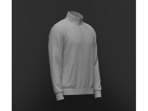 Quarter Zip Stand Collar Jacket 3Dモデル