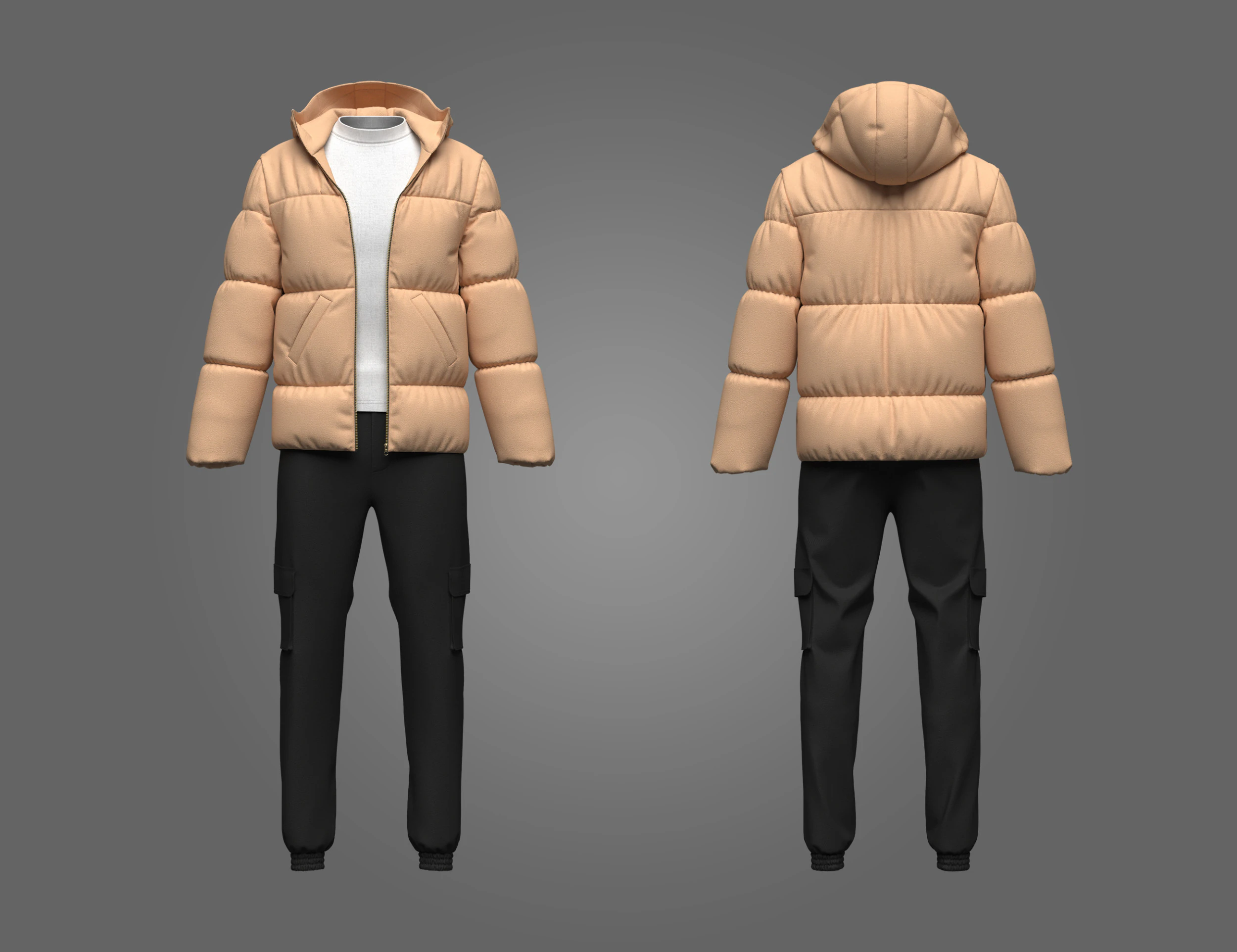 メンズパファージャケットの衣装 3Dモデル .c4d .max .obj .3ds .fbx .stl .blend 