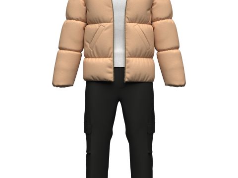 Mens Puffer Jacket Outfit 3Dモデル