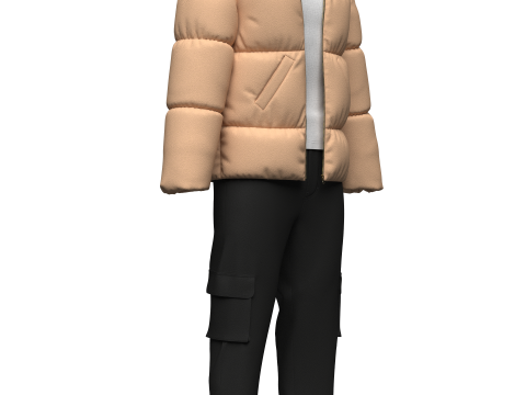 Mens Puffer Jacket Outfit 3Dモデル