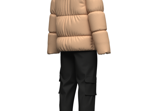 Mens Puffer Jacket Outfit 3Dモデル