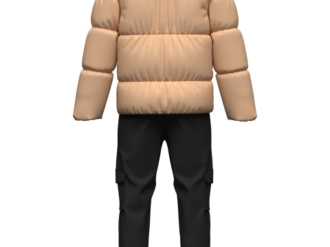 Mens Puffer Jacket Outfit 3Dモデル