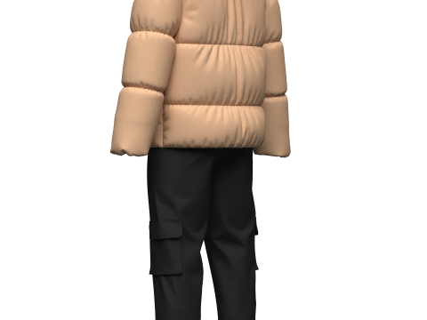 Mens Puffer Jacket Outfit 3Dモデル