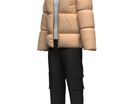 Mens Puffer Jacket Outfit 3Dモデル