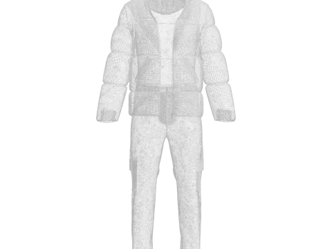 Mens Puffer Jacket Outfit 3Dモデル