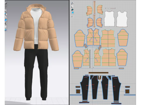 メンズパファージャケットの衣装 3Dモデル