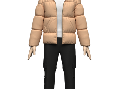 Mens Puffer Jacket Outfit 3Dモデル