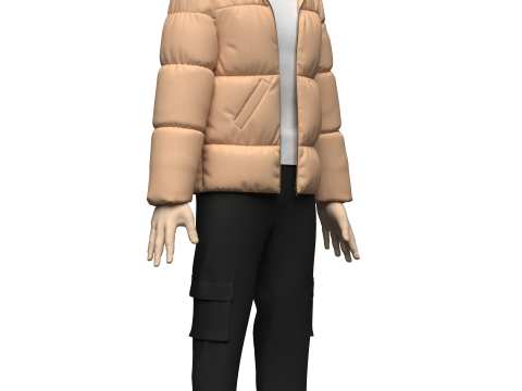 Mens Puffer Jacket Outfit 3Dモデル