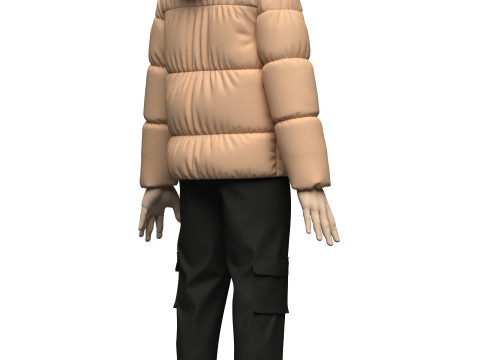 Mens Puffer Jacket Outfit 3Dモデル
