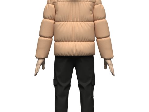 Mens Puffer Jacket Outfit 3Dモデル