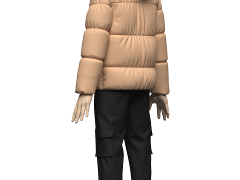 Mens Puffer Jacket Outfit 3Dモデル