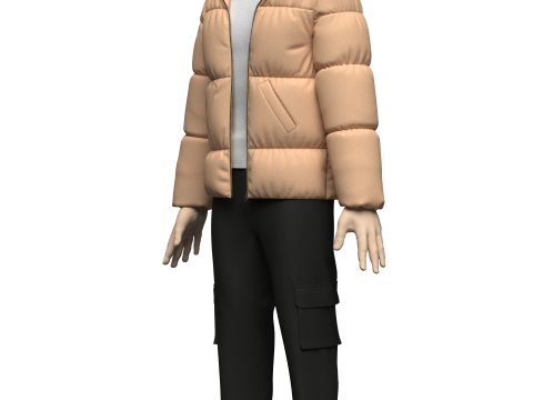 Mens Puffer Jacket Outfit 3Dモデル