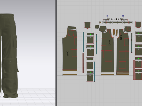 Womens Cargo Pant 3D Модель