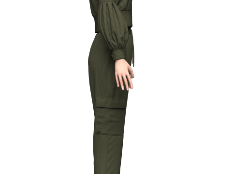 Womens Corduroy Cropped Jacket Outfit 3Dモデル