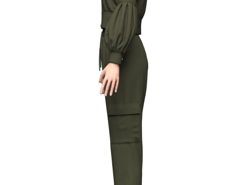 Womens Corduroy Cropped Jacket Outfit 3Dモデル