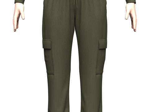 Womens Corduroy Cropped Jacket Outfit 3Dモデル