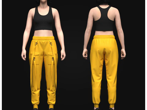 Cal&ccedil;a e top cargo feminino Modelo 3D