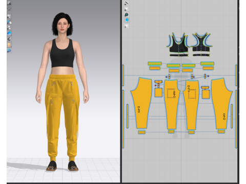 Womens Cargo Pant and Top Model 3D