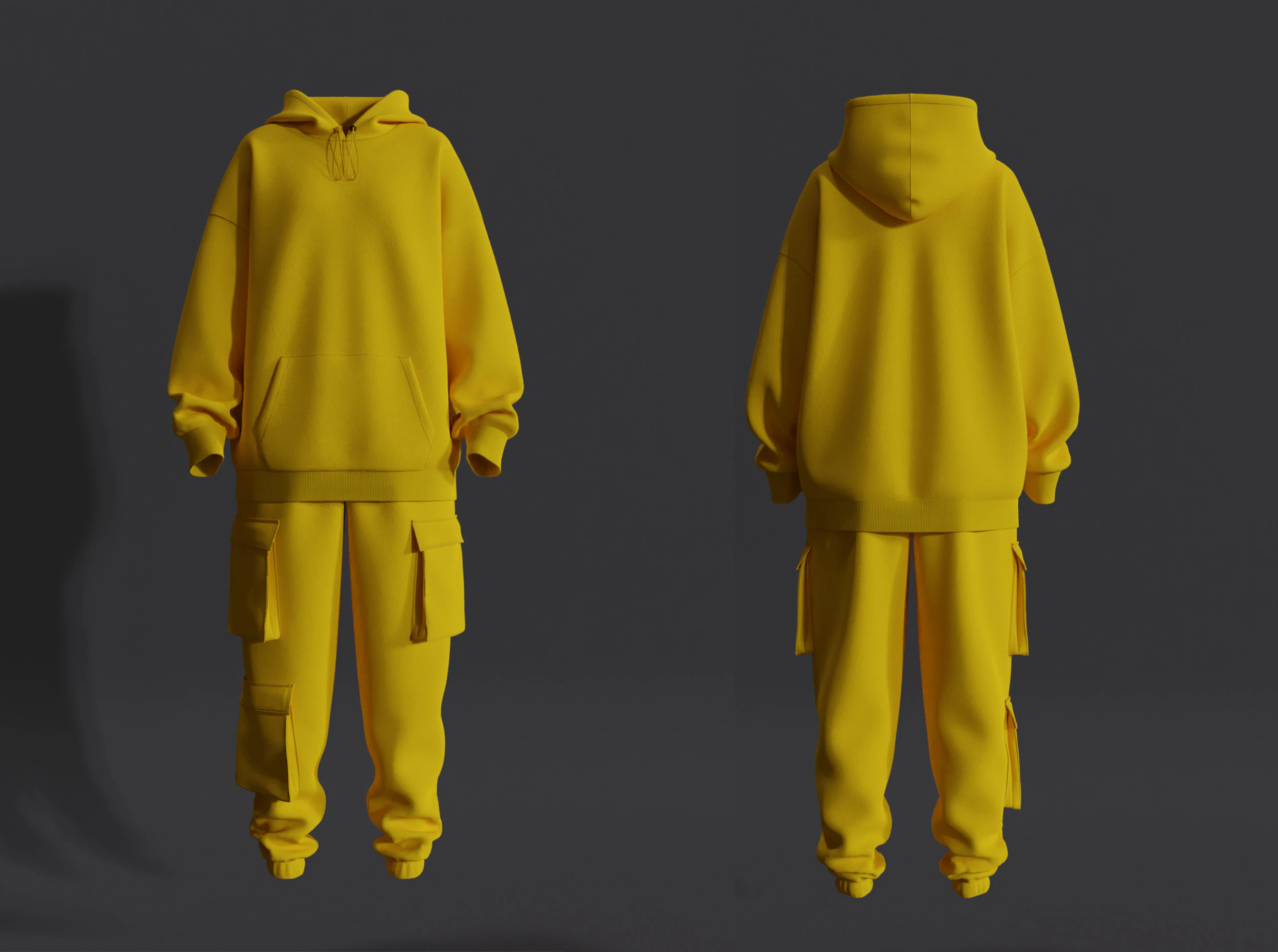 Womens Oversized Hoodie and Cargo Pant Outfit 3D Model .c4d .max .obj .3ds .fbx .stl .blend 