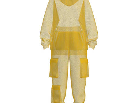 Womens Oversized Hoodie and Cargo Pant Outfit 3D Model