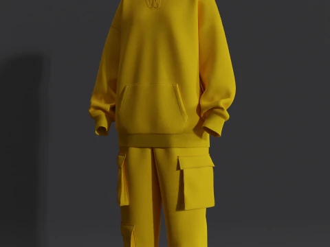 Womens Oversized Hoodie and Cargo Pant Outfit 3D Model