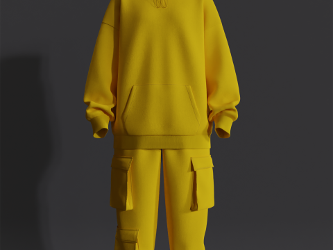 Womens Oversized Hoodie and Cargo Pant Outfit 3Dモデル