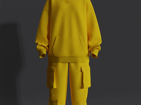 Womens Oversized Hoodie and Cargo Pant Outfit 3D Model