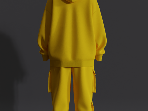 Womens Oversized Hoodie and Cargo Pant Outfit 3Dモデル