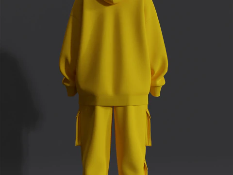Womens Oversized Hoodie and Cargo Pant Outfit 3D Model