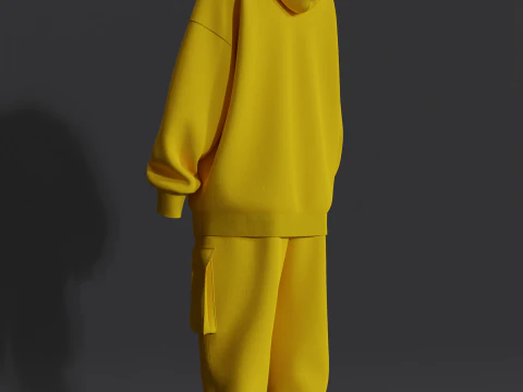 Womens Oversized Hoodie and Cargo Pant Outfit 3D Model