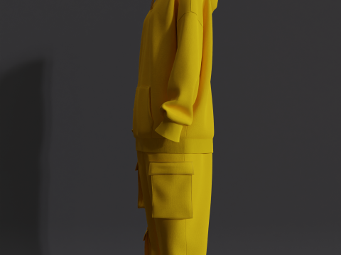 Womens Oversized Hoodie and Cargo Pant Outfit 3Dモデル
