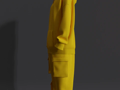 Womens Oversized Hoodie and Cargo Pant Outfit 3D Model