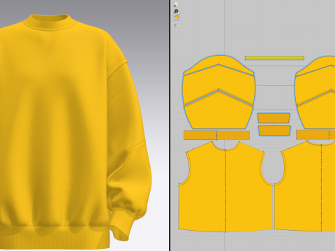 Womens Oversized Sweatshirt Yellow 3Dモデル