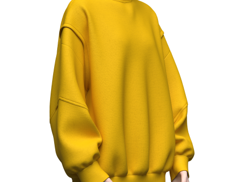Womens Oversized Sweatshirt Yellow 3Dモデル