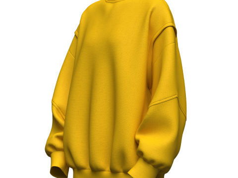 Womens Oversized Sweatshirt Yellow 3Dモデル