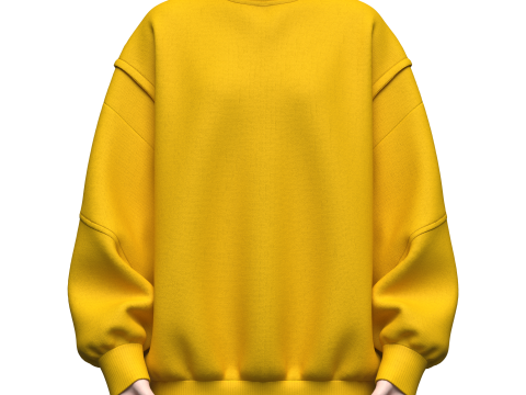 Womens Oversized Sweatshirt Yellow 3Dモデル
