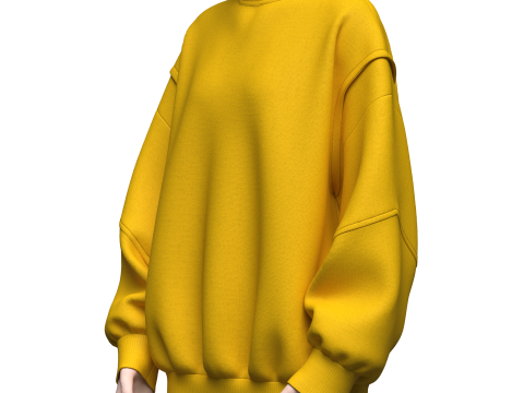 Womens Oversized Sweatshirt Yellow 3Dモデル