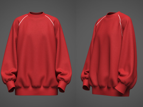 Womens Oversized Sweatshirt Red 3Dモデル