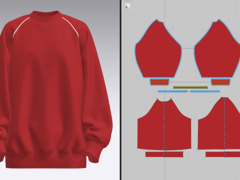 Womens Oversized Sweatshirt Red 3D-Modell